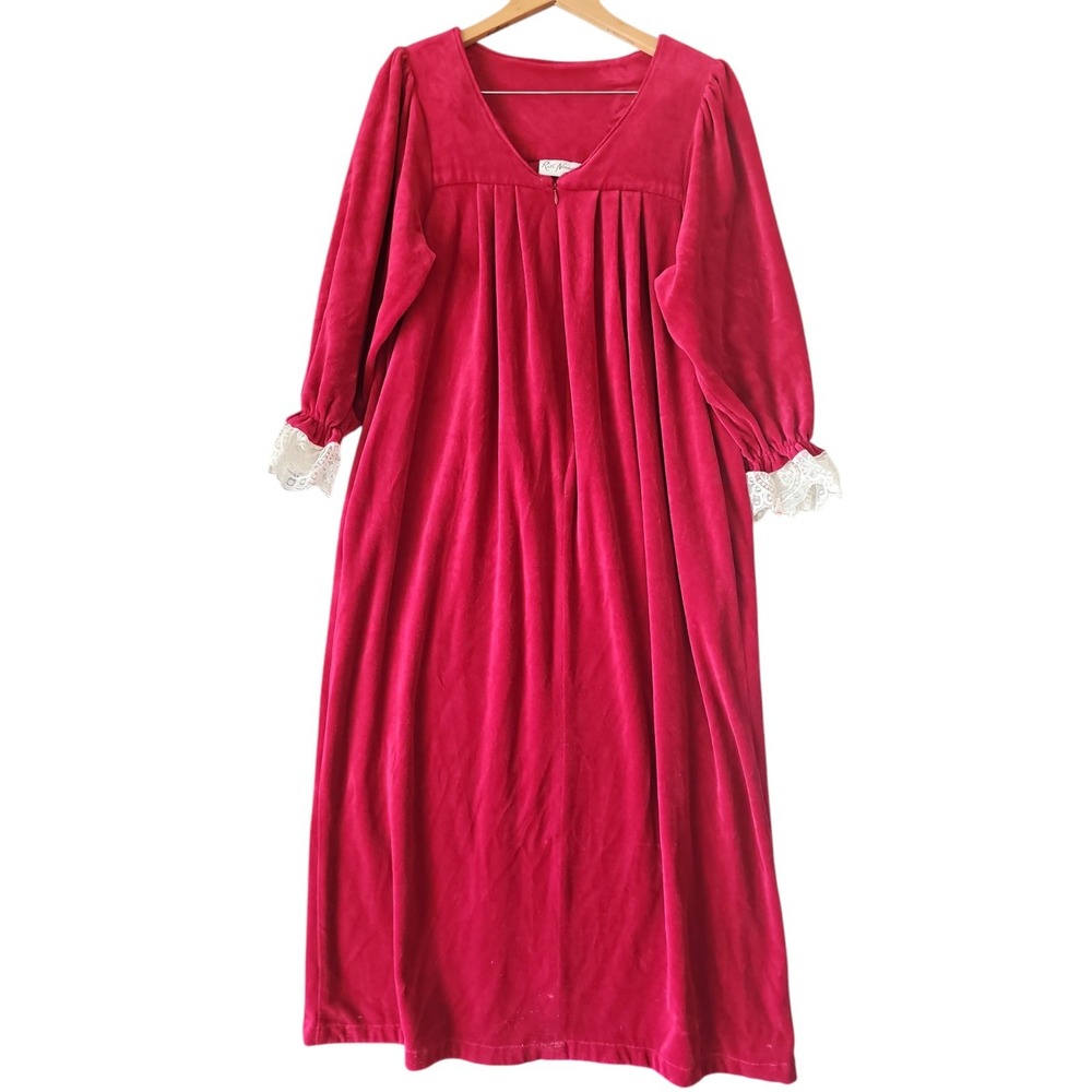 Vtg Ruth Norman New York Caftan Gown Women's Lounge Zippered Velvet Robe Size S